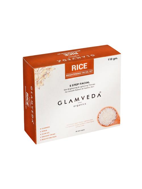 glamveda rice water brightening facial kit 110g | intense hydration & glow | all skin types| no parabens - 17252643 - Very Small Image - 1