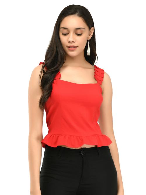 pleated shoulder strap crop top - 17252656 - Very Small Image - 1