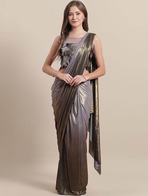 ruffle draped saree with blouse - 17256295 - Very Small Image - 1