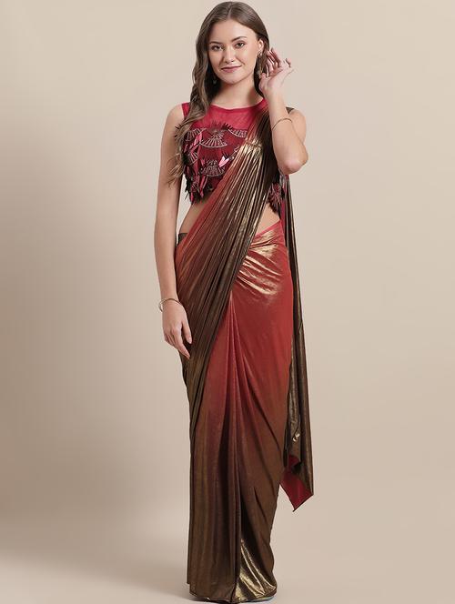 ruffle draped saree with blouse - 17256301 - Very Small Image - 1