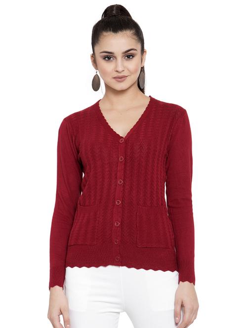 red polyester cardigan - 17256369 - Very Small Image - 1