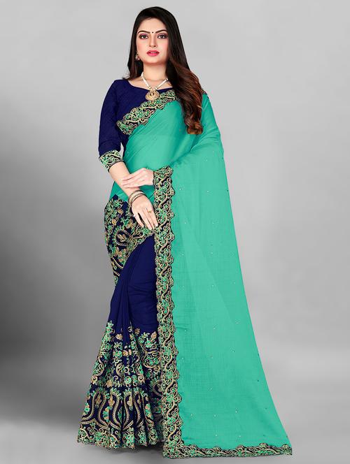solid embroidered saree - 17257598 - Very Small Image - 1