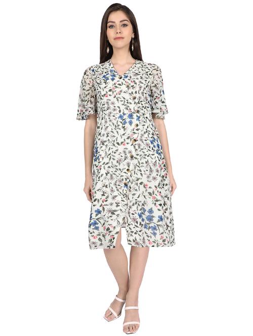 v neck floral a-line dress - 17257689 - Very Small Image - 1