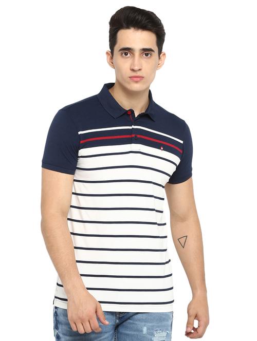navy blue striped polo t-shirt - 17257908 - Very Small Image - 1