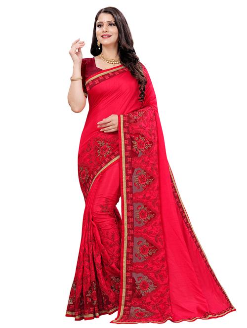 floral embroidered saree with blouse - 17257974 - Very Small Image - 1
