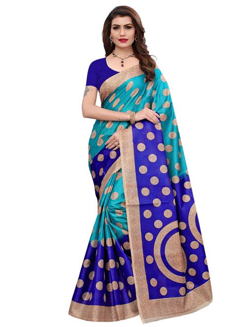 polka dot printed saree with blouse - 17258035 - Very Small Image - 1