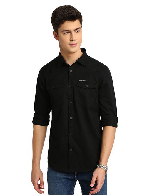 black solid casual shirt - 17258182 - Very Small Image - 1