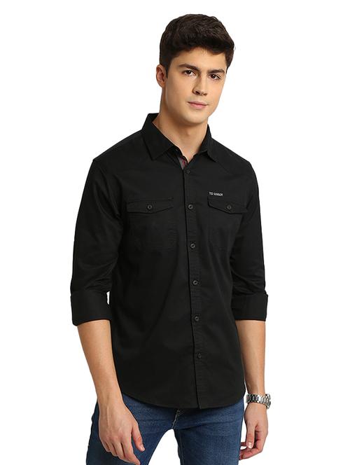 dark blue solid casual shirt - 17258183 - Very Small Image - 1