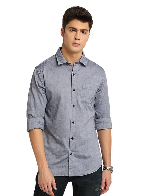 grey solid casual shirt - 17258186 - Very Small Image - 1