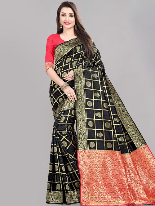 self design jacquard work banarasi saree with blouse - 17258199 - Very Small Image - 1