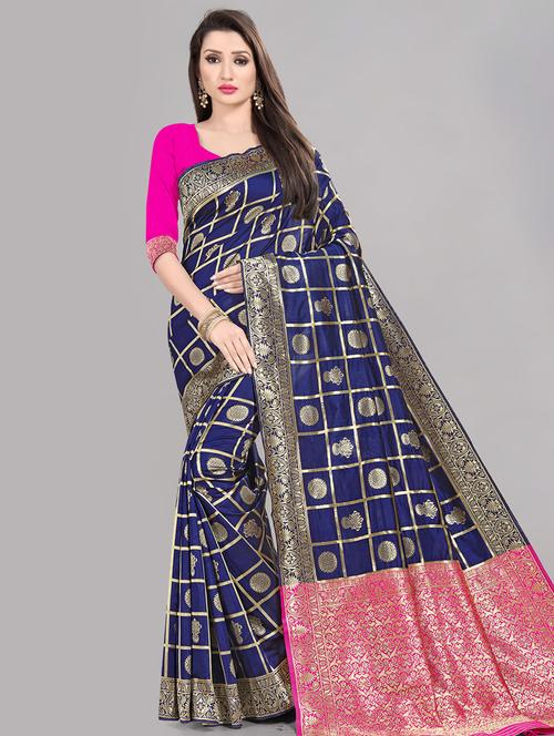 self design jacquard work banarasi saree with blouse - 17258201 - Very Small Image - 1