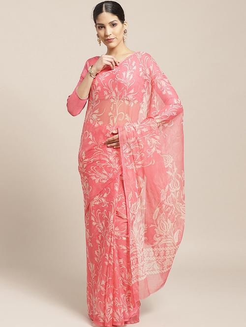 floral printed saree with blouse - 17258511 - Very Small Image - 1