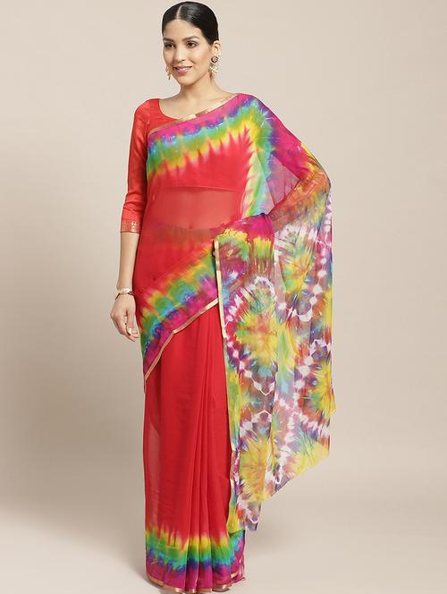 tie & die printed saree - 17258520 - Very Small Image - 1