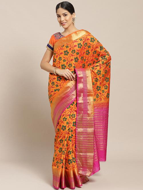 floral woven saree - 17258525 - Very Small Image - 1