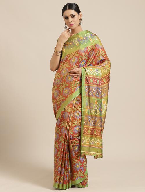 floral printed saree with blouse - 17258533 - Very Small Image - 1