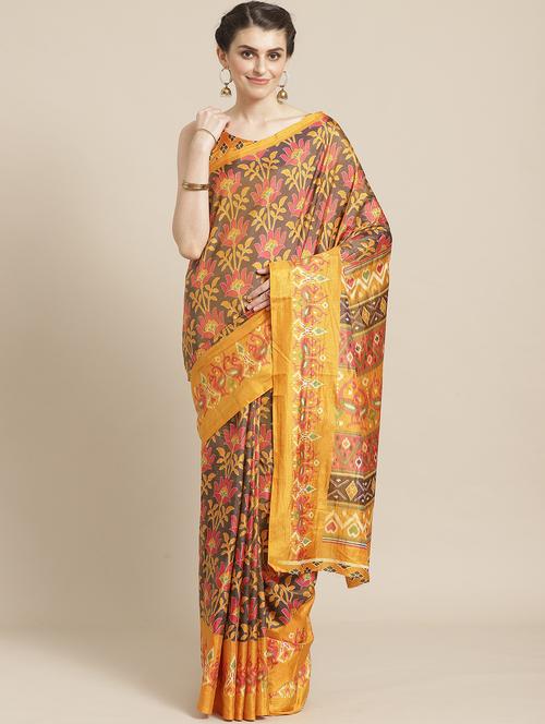floral printed saree with blouse - 17258536 - Very Small Image - 1
