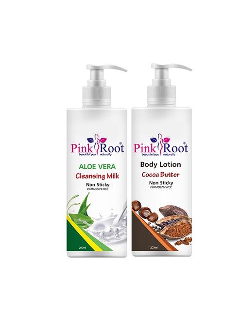 pink root body lotion cocoa butter 200ml with aloe vera cleansing milk 200ml - 17260899 - Very Small Image - 1