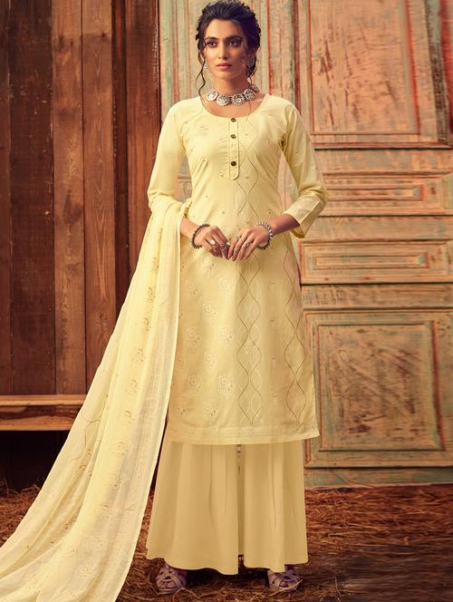 zardozi work palazzo semi-stitched suit - 17260990 - Very Small Image - 1