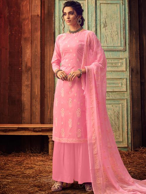 zardozi work palazzo semi-stitched suit - 17260991 - Very Small Image - 1