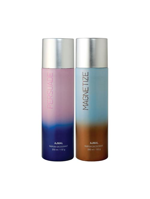 ajmal persuade & magnetize deodorant pack of 2 deodorants 200 ml each (total 400ml) for unisex+ 2 parfum testers - 17261978 - Very Small Image - 1