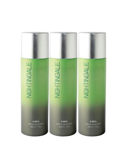 ajmal nightingale deodorant pack of 3 deodorants 200ml each (total 600ml) for unisex+ 4 parfum testers - 17261981 - Very Small Image - 1