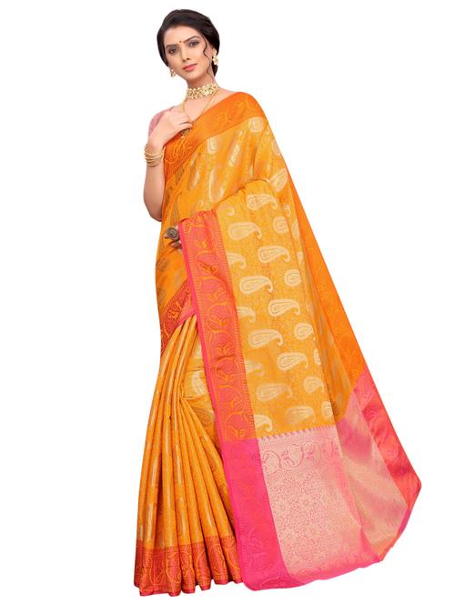 paisley jacquard bordered saree with blouse - 17262199 - Very Small Image - 1