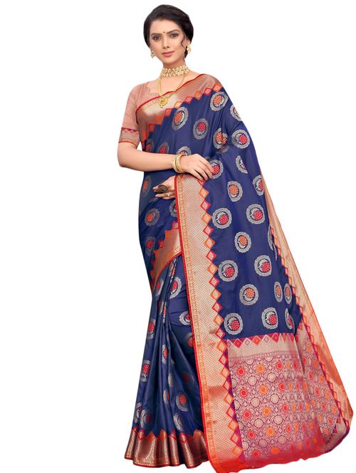 self design jacquard work bordered saree - 17262210 - Very Small Image - 1