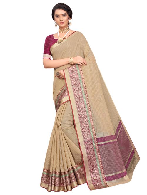checkered bordered saree with blouse - 17262216 - Very Small Image - 1