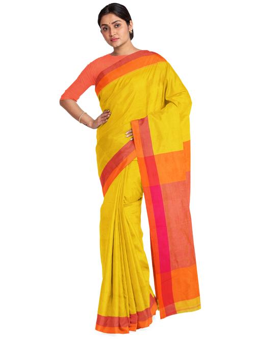 solid handloom saree - 17262713 - Very Small Image - 1