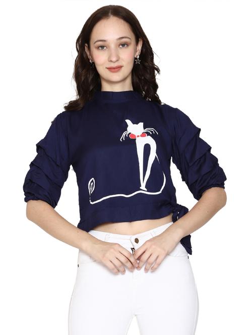 layered sleeves crop top - 17263696 - Very Small Image - 1