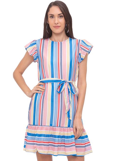tie front striped a-line dress - 17264061 - Very Small Image - 1