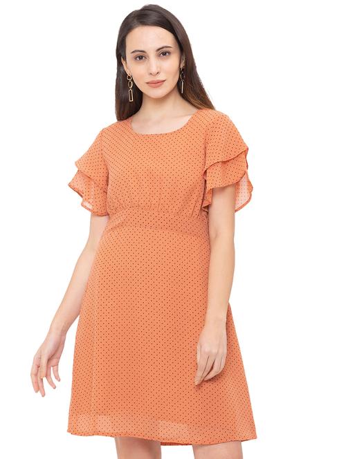 round neck polka dot fit & flare dress - 17264075 - Very Small Image - 1
