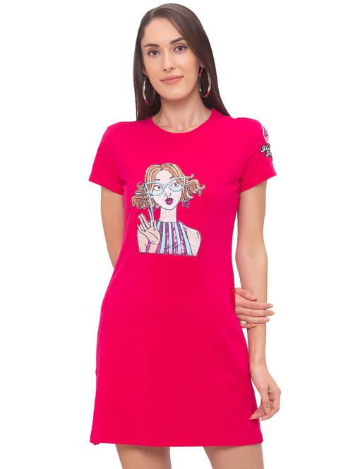 round neck quirky patch t-shirt dress - 17264078 - Very Small Image - 1