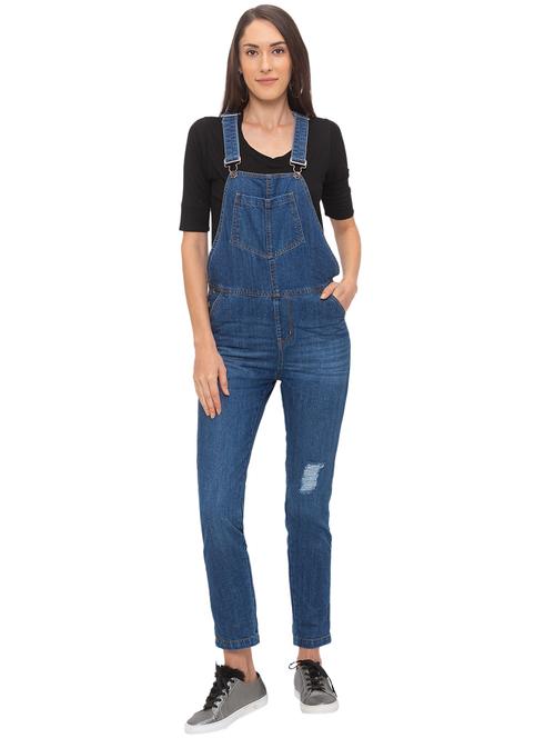 distressed detail dungaree jumpsuit - 17264105 - Very Small Image - 1