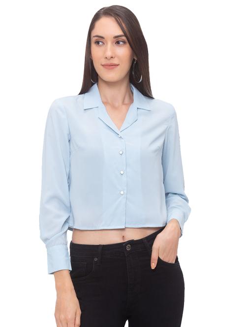 long sleeved crop shirt - 17264126 - Very Small Image - 1