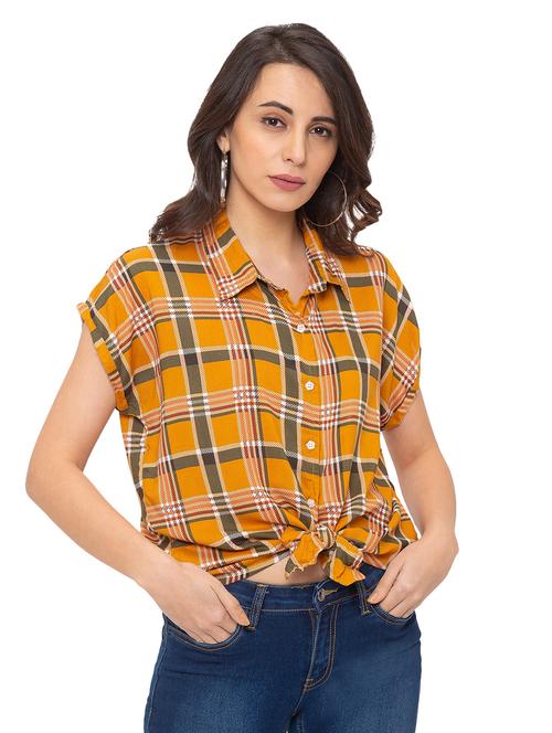 tie front checkered shirt - 17264133 - Very Small Image - 1