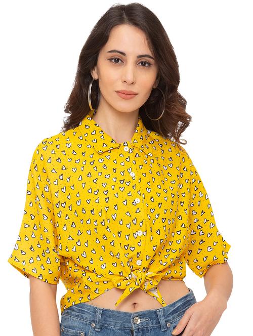 tie front cropped shirt - 17264138 - Very Small Image - 1