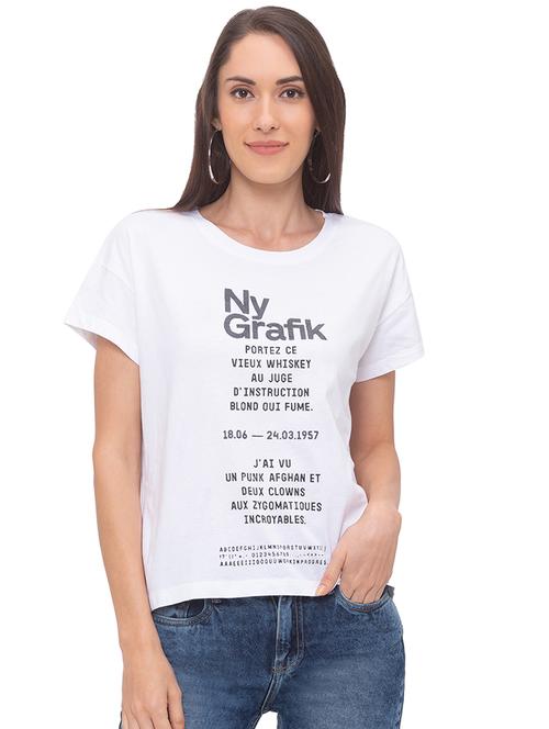 women's front print round neck t-shirt - 17264151 - Very Small Image - 1