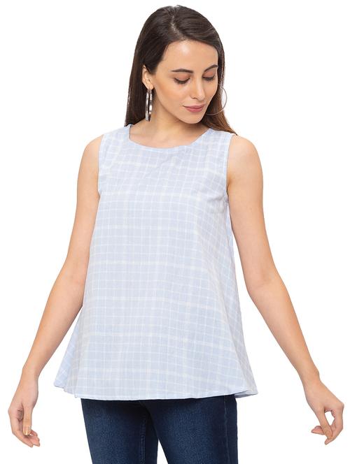 round neck checkered top - 17264177 - Very Small Image - 1