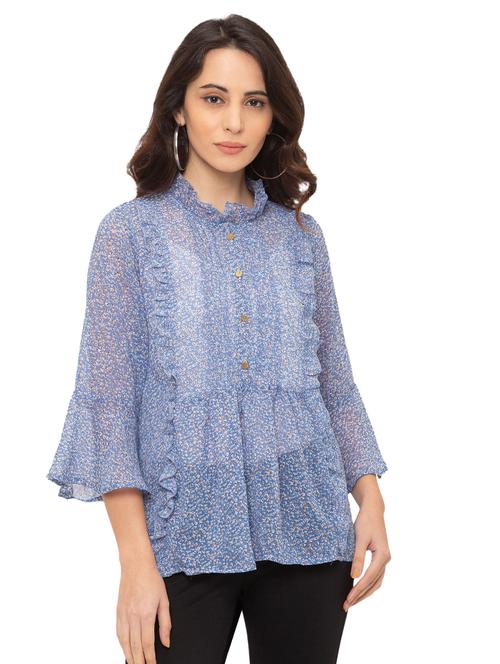 ditsy floral frilled top - 17264179 - Very Small Image - 1
