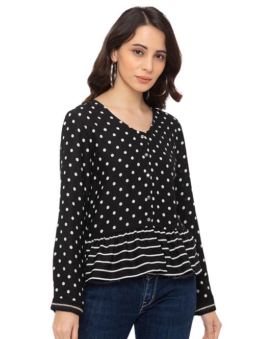 v-neck polka dot top - 17264214 - Very Small Image - 1