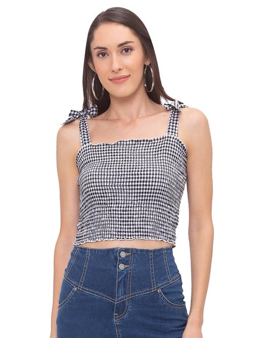 tie up sleeves checkered top - 17264237 - Very Small Image - 1