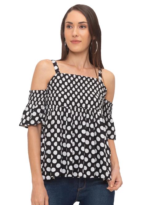 cold shoulder polka dot top - 17264264 - Very Small Image - 1