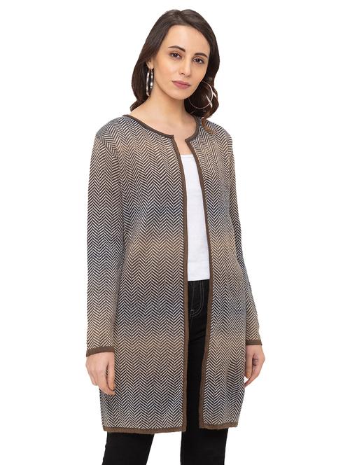 chevron printed cardigan - 17264303 - Very Small Image - 1