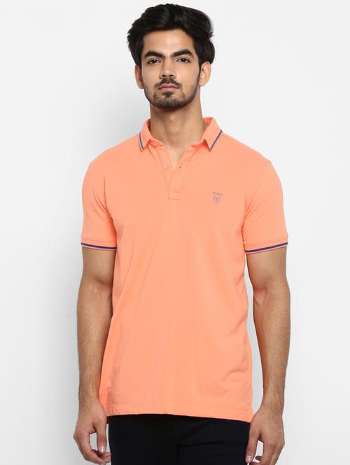 peach solid collared t-shirt - 17264681 - Very Small Image - 1