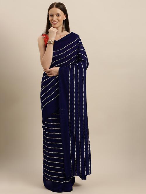 sequined fusion saree with blouse - 17265068 - Very Small Image - 1