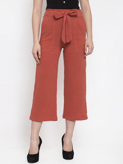 tie up waist wide leg trouser - 17265493 - Very Small Image - 1