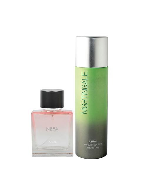 ajmal neea edp for women 100ml & nightingale deodorant for men & women 200ml pack of 2 (total 300ml) + 4 parfum testers - 17265743 - Very Small Image - 1