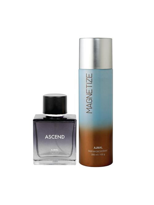 ajmal ascend edp 100ml & magnetize deodorant 200ml for men & women pack of 2 (total 300ml) + 4 parfum testers - 17265757 - Very Small Image - 1