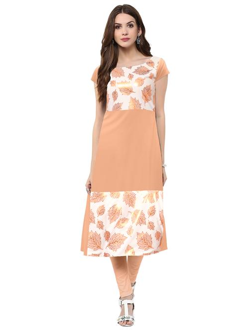 foil print straight kurta - 17265788 - Very Small Image - 1